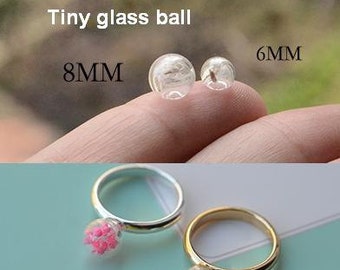 10pcs 6mm 8mm Tiny Glass Bubble Ball, Glass ball necklace pendant, Jewelry Pendant