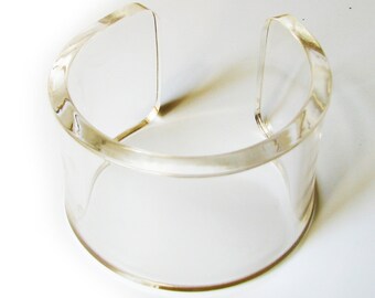Clear Transparent Lucite resin epoxy acrylic plexiglass bracelet cuff bangle from YoushiDesign