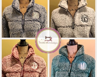 CLEARANCE! Ready to ship, Sherpa pullover, monogrammed sherpa, sherpa quarterzip, plus size available, unisex sherpa jacket,