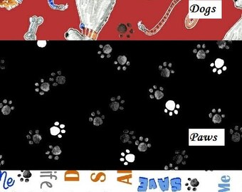 Take Me Home Fabric, Adopt a Pet Fabric, Dog Fabric, Paw Print Fabric, Windham Fabric, Fabric by the Half Yard