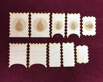 Unassembled Deck Box Kit - Lasercut Wood - 75+ sleeved cards - for MTG - Magic the Gathering - Mana Symbols
