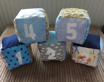 Numbered soft baby blocks, numbered blocks, fabric blocks, soft play, handmade baby toy, toddler toys, baby toys