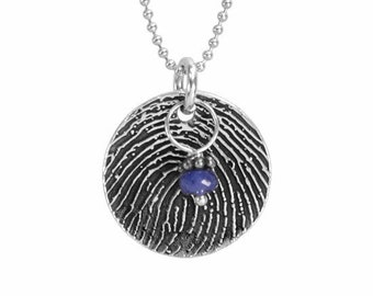 Fingerprint Necklace Round with Birthstone