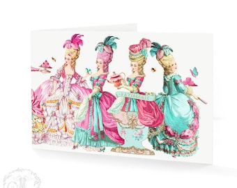 Marie Antoinette let them eat cake card, birthday card, friendship card, blank inside