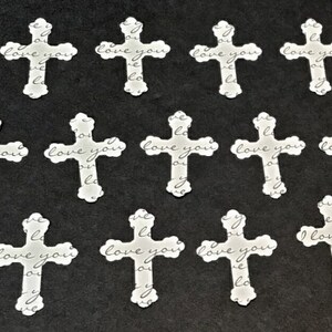 30 CROSS Die Cut punches for scrapbooking, cardmaking, party decor, etc. 15 Love You, 15 Red .