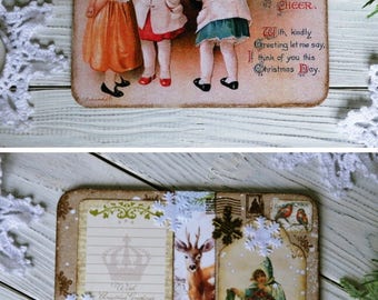 Christmas postcard , Christmas card handmade , Christmas friends gift , vintage style Christmas picture, greeting card , gift ideas for Xmas