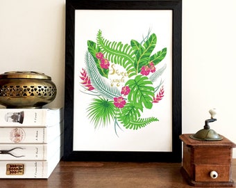 Illustration, poster, poster, exotic and tropical jungle