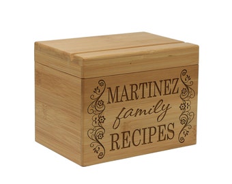 Personalized Recipe Box & Dividers, Wood Box Engraved Recipe Box, Mom Grandma Bridal Housewarming Gift --28505-RB01-001