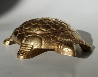 Brass Turtle Trinket Stash Box Made in Italy, Vintage Decorative Brass Turtle Trinket Box, Vintage Home Brass Accents