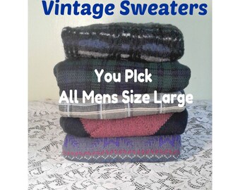 Mens Oversized Sweater, Vintage Patterned Sweater, Mens Vintage Sweater, Grunge Pullover Sweater, You PICK Sweater - ALL Mens Size Large