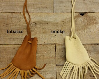 Deerskin leather pouch/ Medicine Bag, soft and supple with fringe C-10