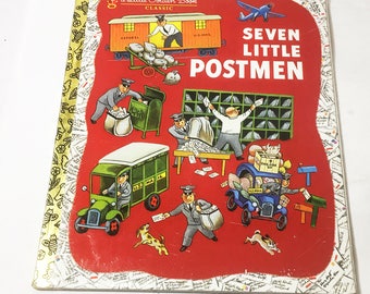 Seven Little Postmen by Margaret Wise Brown. Little Golden Book. Illustrated by Tibor Gergely. Vintage book circa 1980. Children's gift.