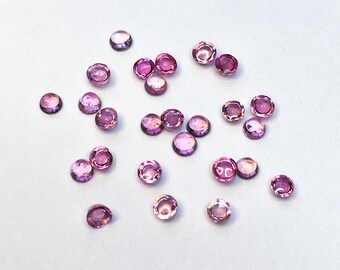 Pink Tourmaline 2mm Cabochon, Natural Pink Tourmaline gemstone 2mm, Round gemstone.