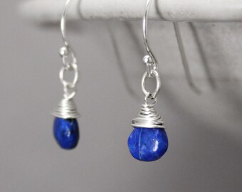 Lapis Earrings, Lapis Lazuli Earrings, Blue Earrings, Sterling Silver Earrings, Dangle Earrings, Gemstone Earrings, Healing Jewelry, Chakra