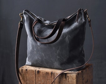 CARRY BAG - charcoal waxed canvas