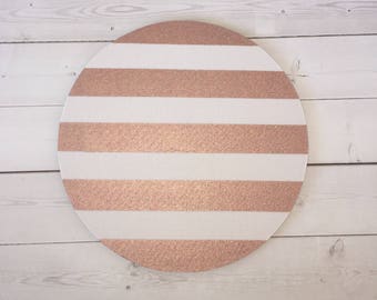 Rose gold Mouse Pad mousepad / Mat - round rectangle metallic rose gold stripes blush Computer Accessories Desk Coworker Gifts
