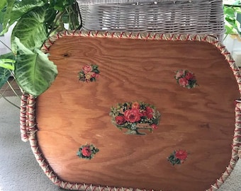 Kitschy Vintage Handmade Wooden Serving Tray