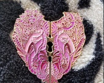 Pink Elephant Bassnectar Heart Hat Pin Pair Set