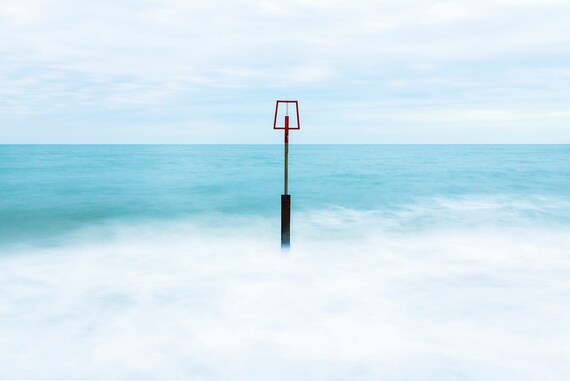 MARKER BUOUY. Seascape Print, Tranquil Sea, Poole Bay, Ocean print, Dorset Coast, Photographic Print