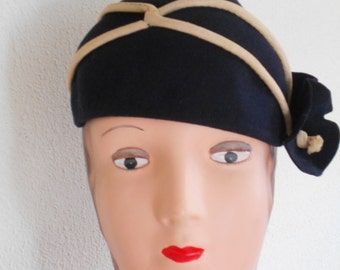 Cute Little Navy Blue 1940's Hat/Cap