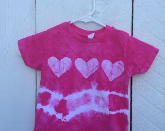 Toddler Girls Shirt, Pink Girls Shirt, Girls Tie Dye Shirt, Tie Dye Girls Shirt, Pink Heart Shirt, Batik Girls Shirt, Girls Birthday (2T)