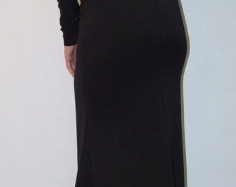 Long Sleeve Maxi Dress /Open Back Black Dress/ Dolman Sleeve Extravagant Dress/F1429