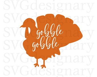Gobble Gobble (Thanksgiving, Turkey) Orange SVG PNG Download