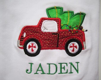 truck with Christmas tree shirt / boy Christmas shirt/ Christmas tree farm shirt/ holiday boy shirt