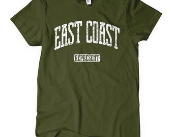Women's East Coast Represent T-shirt - S M L XL 2x - Ladies East Coast Tee - 4 Colors