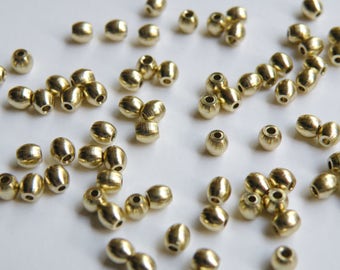 20 Solid Brass oval spacer beads 3mm 2585MB