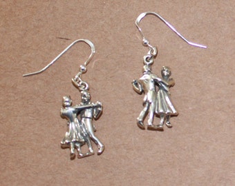 Earrings - Sterling Silver 3D DANCING COUPLE-- Hobby, Arts, Dance
