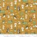 Moda WOOF WOOF MEOW - 100% cotton fabric by the yard 36 x 44 - Dogs on Gold background fabric