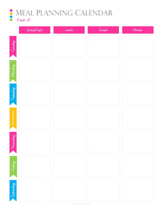 meal planning calendar template