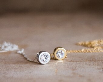Solitaire Necklace, Cz Diamond Necklace, Girlfriend Gift for Her, Choker Necklace, Gold Necklace, Dainty Necklace, Cubic Zirconia Necklace