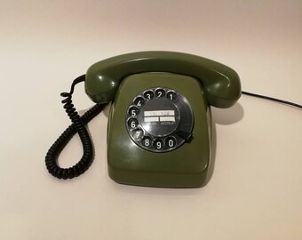 Vintage Green Rotary Phone Green Telephone Black Dial Vintage Phone