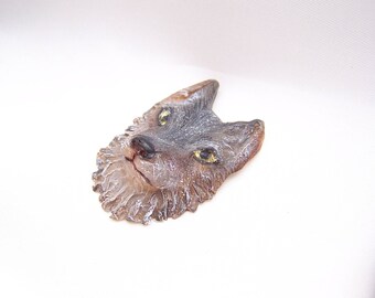 Hand sculpted Wolf head