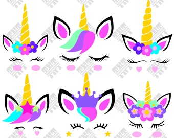 Unicorn svg - Unicorn head svg - Unicorn head digital clipart for Print, Design or more ,files download svg, png, dxf