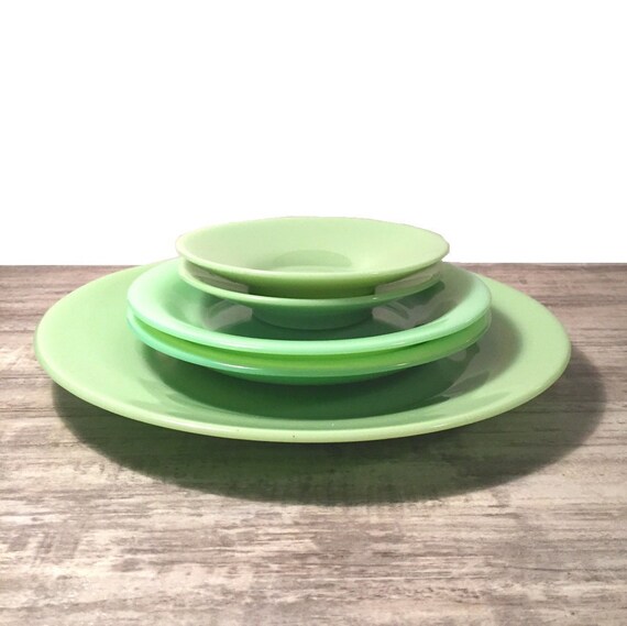 Vintage Jadeite plate lot Mint Green dishware Jadite Dinner