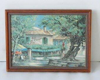 Cafe De L'Ormeau Small Oil Painting