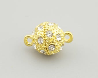 5sets 10mm Gold Diamond Magnetic Clasp Connector C002