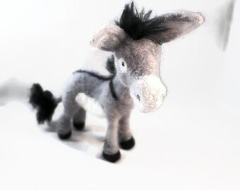 Needle Felted Donkey, Handmade Donkey, Needle Felted Animals , Felted Donkey, Gift for Her, Felted Burro, Felt Animals, Felted Animals