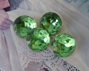 Vintage Czech Peridot 60ss Doublet Glass Gems 4Pcs.