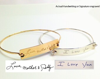 Handwriting Bangle / Actual Handwriting Bracelet / Signature Bracelet / Personalized engraved bracelet / Memorial handwriting jewelry