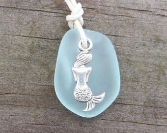 Mermaid Necklace Sea Glass Pale Aqua Necklace by Wave of Life™