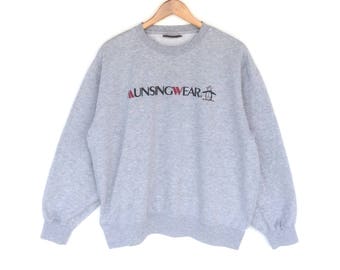 Munsingwear Big Logo Grey Colour Sweatshirt Medium Size Jumper Pullover Sweater Womens Ladies Girls Jacket Sweat Hoodie Vintage 90's
