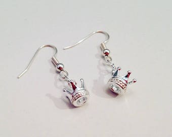 Sterling Silver Queen's Crown Charm Earrings