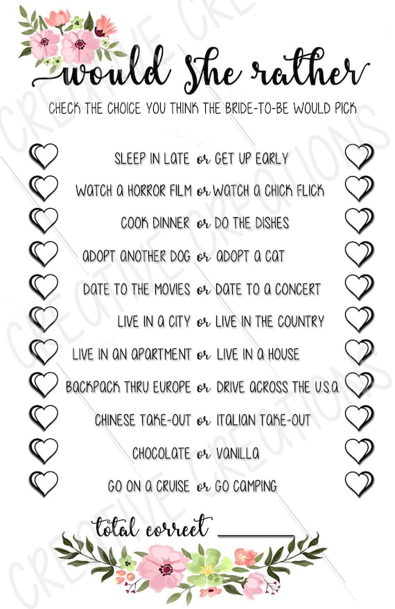 Genius image throughout would she rather bridal shower game free printable Gutsy image regarding would she rather bridal shower game free printable