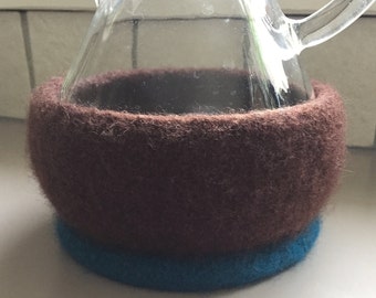 Coffee Brown and Dark Teal 6-Cup Cozy for Chemex Coffee Brewer
