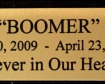 1x3" Custom Personalized Gold or Silver Aluminum Sublimated Pet Name Plate Marker
