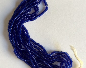 Vintage European Micro Seed Beads - Navy Blue - Mini Hank